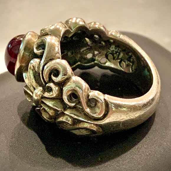 Chrome Angels Sterling Silver and Red Stone Ring - Picture 3 of 7